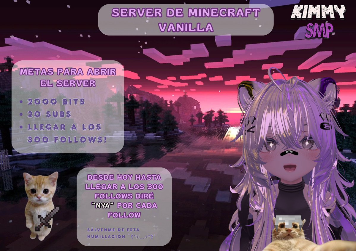 Kimy_Kirisawamz's tweet image. META PARA SERVER DE MINECRAFT

Holi familia, como comenté en el stream del 24 horas, quisiera empezar una meta para abrir un sv de minecraft, Les agradecería mucho si me ayudan a compartirlo, los quiero un chingo  💜 #serverminecraft #vtuberchilena