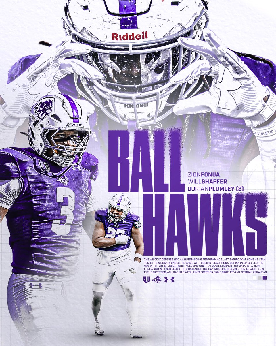 Dominated the week by recording 𝟒 𝐢𝐧𝐭𝐞𝐫𝐜𝐞𝐩𝐭𝐢𝐨𝐧𝐬🔥

This is the first time ACU has recorded a 4 interception game since 2014

#CDT | #GoWildcats