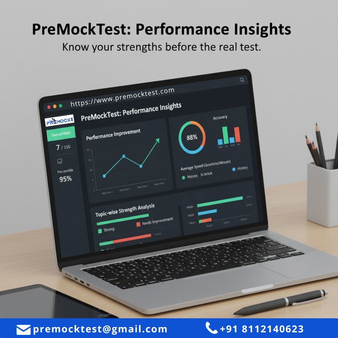 PremockT90018's tweet image. 📊 Track your progress. Improve your performance.
Know your strengths before the real exam with PreMockTest Performance Insights — where smart analysis meets smarter preparation! 💡
#PreMockTest #IndiaExams #SuccessStartsHere #CompetitiveMockTest #SSC #UPSC #Banking #Railway #PSC