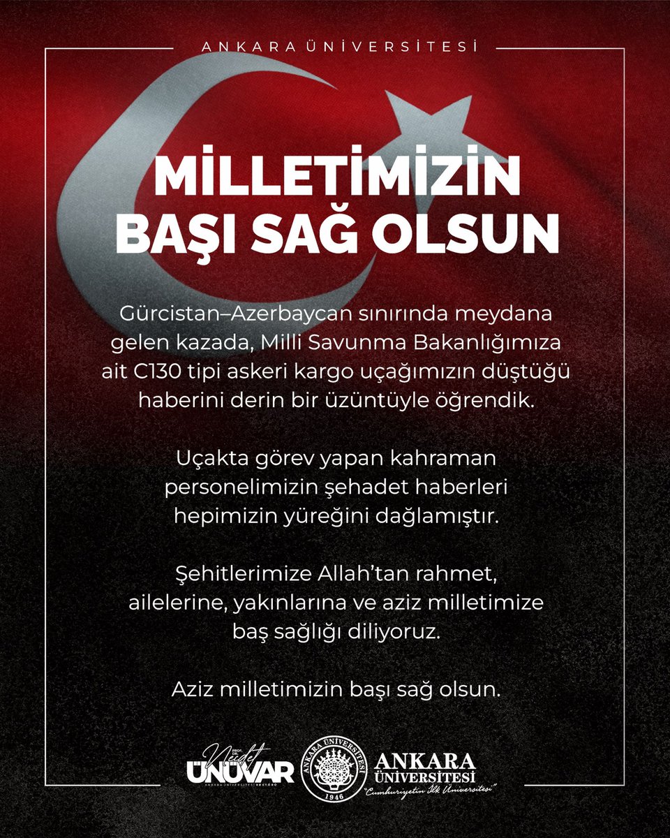 Milletimizin başı sağ olsun.
Gürcistan-Azerbaycan sınırında meydana gelen kazada şehit olan kahraman Mehmetçiklerimize Allah’tan rahmet; ailelerine, yakınlarına ve aziz milletimize başsağlığı diliyoruz. 🇹🇷