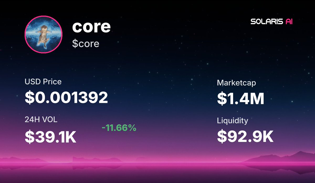 A $ket whale just sold 47.83 SOL ($7.53K) of $core at $1.4M MC 🐋