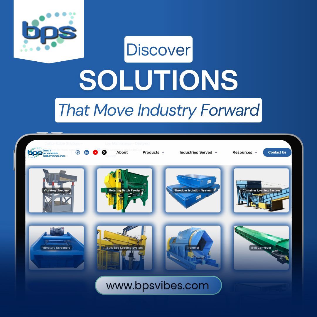 bpsvibes's tweet image. Whatever your industry, BPS has a solution built for you.

From feeders and conveyors to complete control systems, we move materials and industries forward.

🌐 Visit our website today: link in bio.
.
.
#industrialsolutions #bpsvibes #materialhandling #processengineering