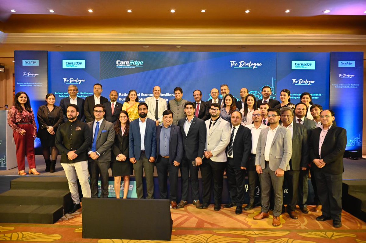 PiyushGoyalOffc's tweet photo. Minister @PiyushGoyal addressed ‘The Dialogue’ organised by @CareEdge_Group on the theme 'Ratings and Economic Resilience - Building Global Confidence.'

He lauded the group's efforts towards establishing a robust, world-class Swadeshi ratings agency, and emphasised the importance of recognising the commendable work of MSMEs to ensure equitable opportunities for their growth.

The Minister further highlighted the significance of ratings in enhancing business and investor confidence, strengthening resilience, and creating employment opportunities.