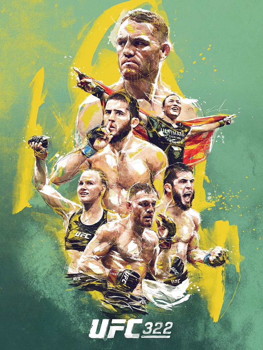 ufc's tweet image. The #Vechain #UFC322 Artist Series poster just DROPPED 🔥

🎨: Florian Nicolle