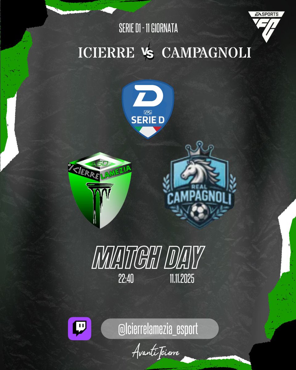 ⚡️| M̶A̶T̶C̶H̶ ̶D̶A̶Y
📅| 11.11.2025

🏆| <a href="/eLUDO_official/">eLUDO</a> Serie C Girone B
⚽️| 8a Giornata
🆚| <a href="/OstiaAnticaEsp/">Ostia Antica eSp</a> 

🏆| <a href="/VPGItaly/">Virtual Pro Gaming Italy 🇮🇹</a> Serie D1
⚽️| 11a Giornata
🆚| #RealCampagnoli

📽️| Diretta sul nostro canale Twitch