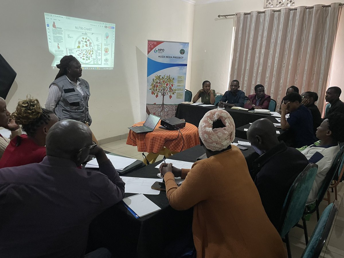 HP_Organi's tweet photo. Today, under the #KuzaNeza Project, we trained 16 ambassadors #Nutritionists and Environmental Health Officers (#CEHOs) from 6 health centers in @NyabihuDistrict on maternal and child nutrition, as well as on the use of the #Nutri-Chart (a nutrition education tool).

This training aimed to equip participants with the knowledge and skills to deliver comprehensive nutrition messages covering good nutrition practices for families, pregnant and lactating women, and children under two years of age — ultimately improving the health and wellbeing of both mothers and children.

In addition to being an educational resource, the #Nutri-Chart emphasizes nutrition-sensitive interventions and family planning #FP to help combat malnutrition across all communities.

During his remarks, the #Director of Health at Nyabihu District highlighted how the #Nutri-Chart will support educators in capturing and delivering key, summarized nutrition messages effectively during community education sessions.#TreeApproach #MbarushakureraProgram.@RBCRwanda @Rwanda_Child @Health_PC