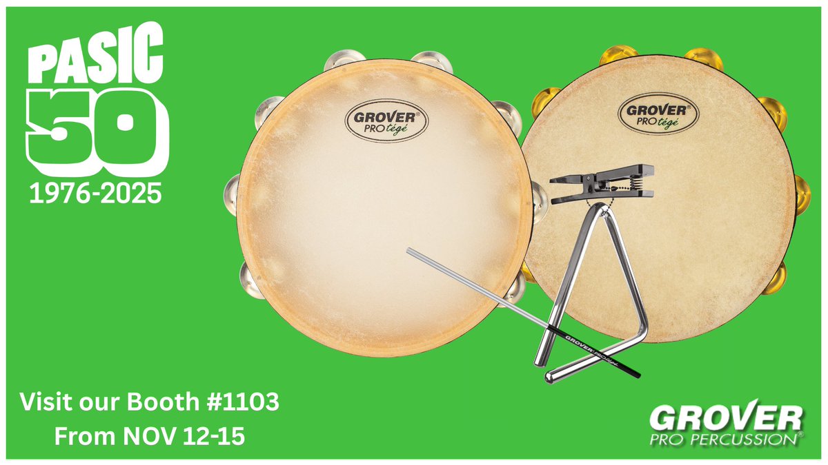 GroverProPerc's tweet image. We look forward to seeing you at our booth #1103 at PASIC and enjoy wonderful opportunities to gear up with the best percussion products.

#groverpropercussion #pasic #booth1103 #concertpercussion #groverprotégé #tambourine #triangle