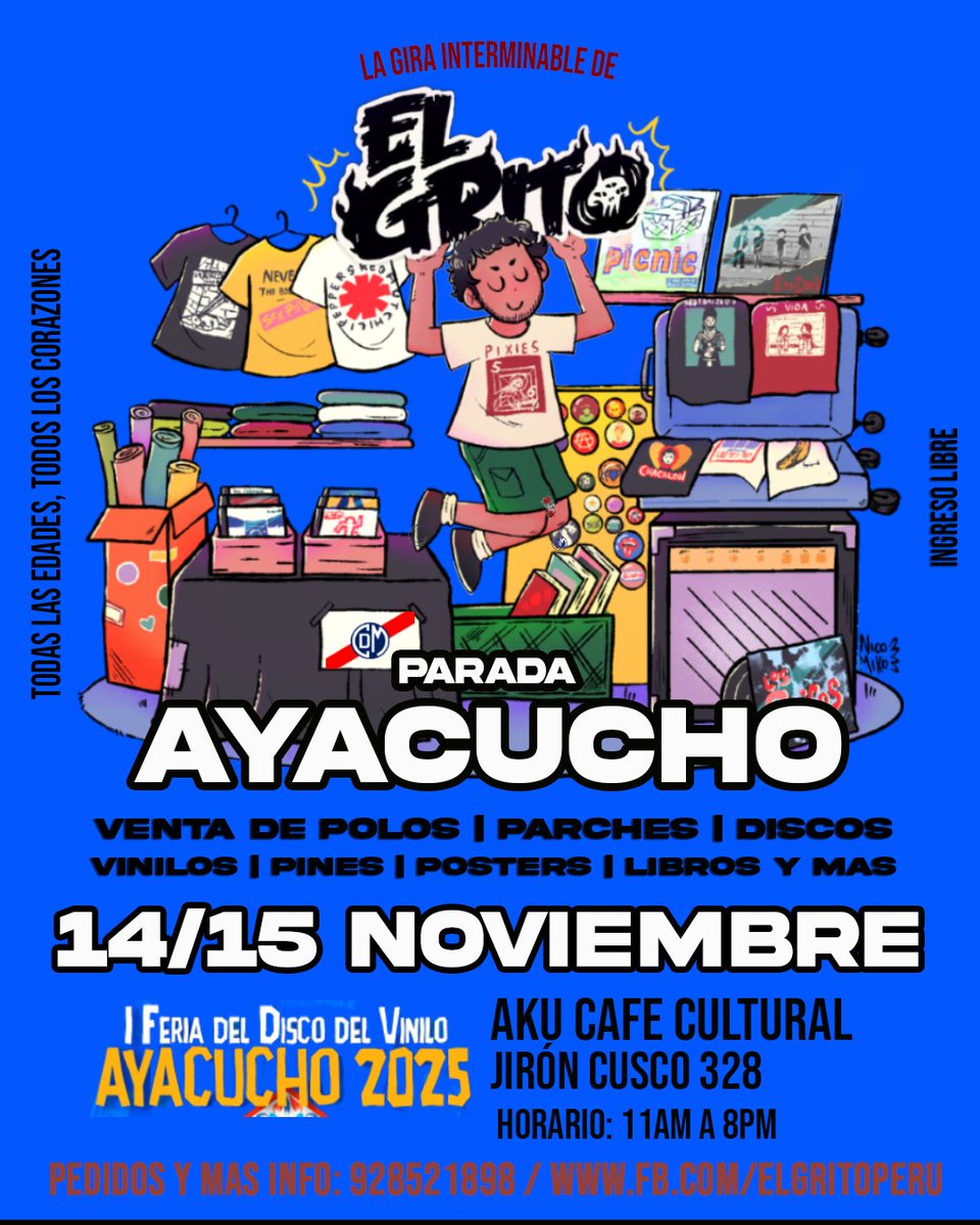 Está semana estamos feriando en la primera feria del vinilo de #Ayacucho . ¡📣 Pasa la voz!