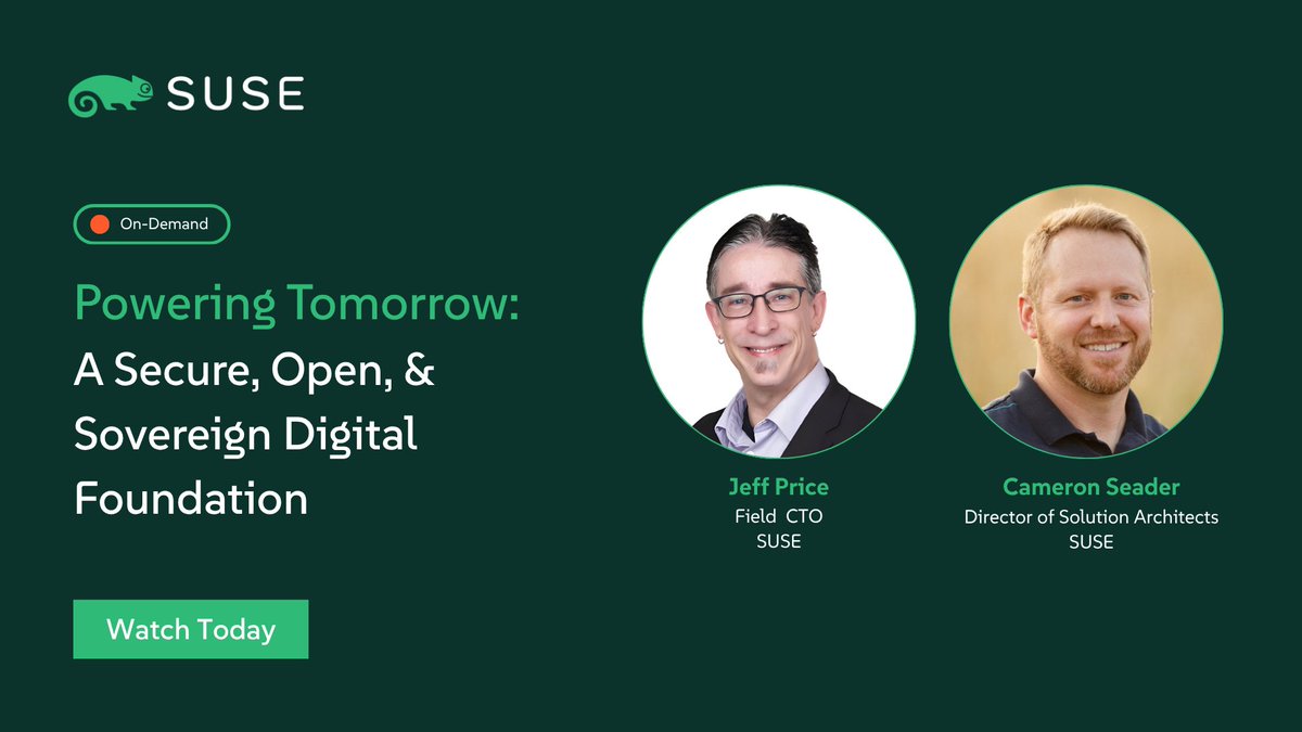 SUSE's tweet image. Is IT complexity holding you back? 🚫

Our experts reveal how to simplify the modern enterprise—without losing control 🤝

🍿 Watch the exclusive webinar on demand: okt.to/VKcD2T

#SUSE #ITModernization #TechLeadership