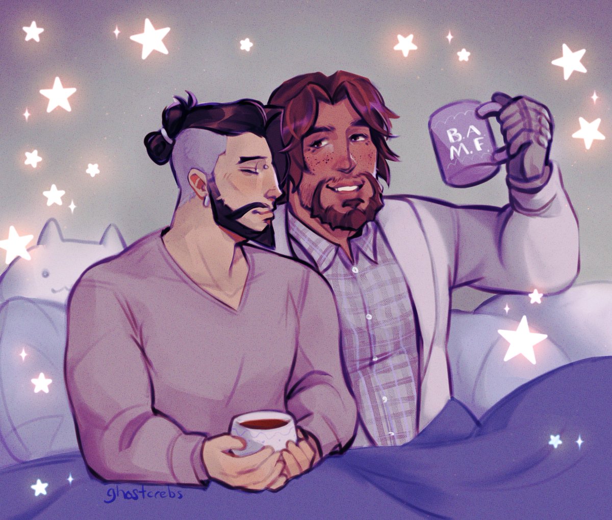 ghostcrebs's tweet photo. for #YeehanWeek2025 day 7: anniversary i decided to redraw the first yeehan art i ever posted (in 2017!) cant believe this ship has been around for 10 years :') https://t.co/RzkasCI1sL