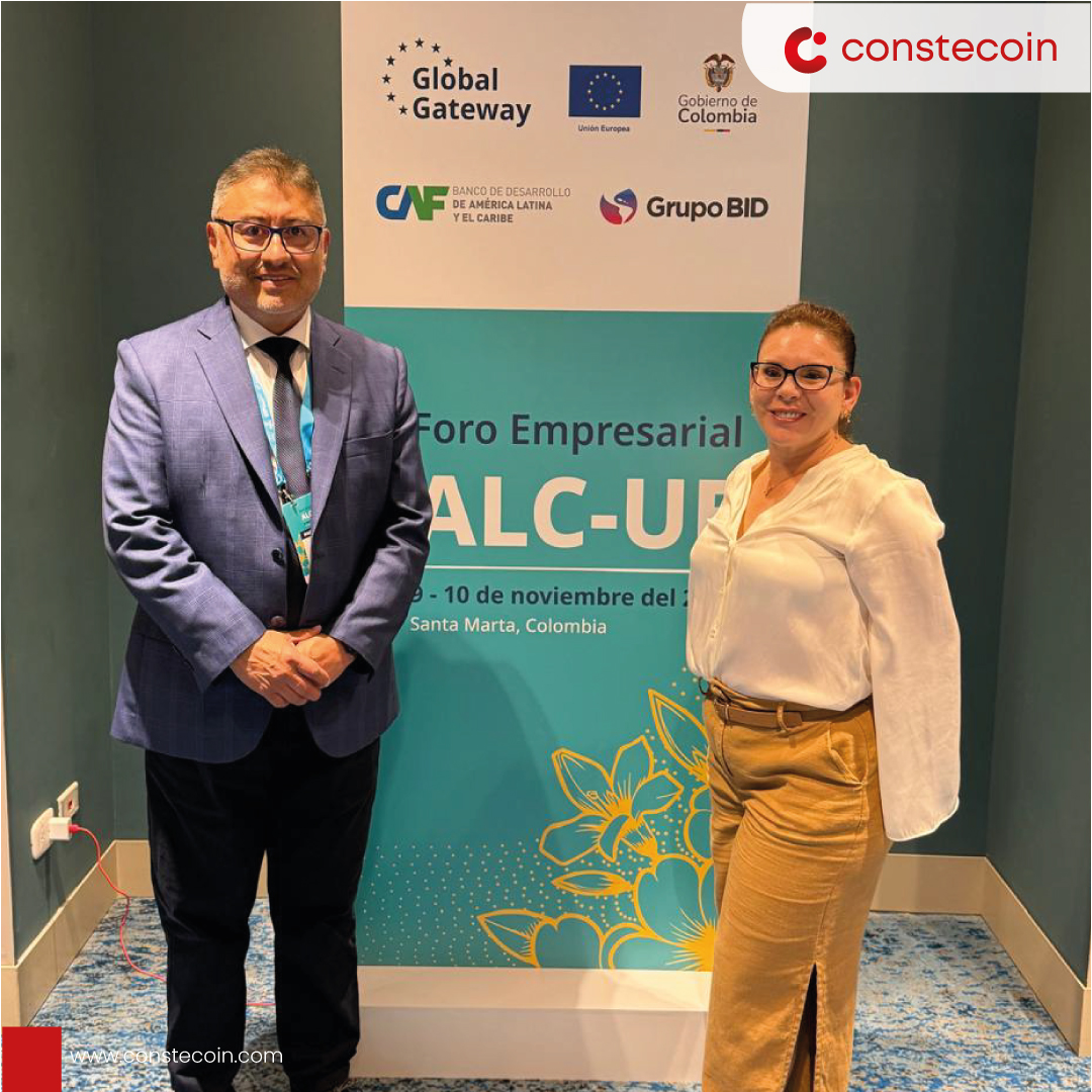 constecoin's tweet photo. 🌎 Constecoin presente en el Foro Empresarial ALC-UE en Santa Marta, 🇨🇴.

Nuestros gerentes Ing. Sophia Arteaga y Ing. Carlos Romero participaron fortaleciendo alianzas entre América Latina, el Caribe y la UE hacia una transición digital sostenible. https://t.co/J06fTWmyPr