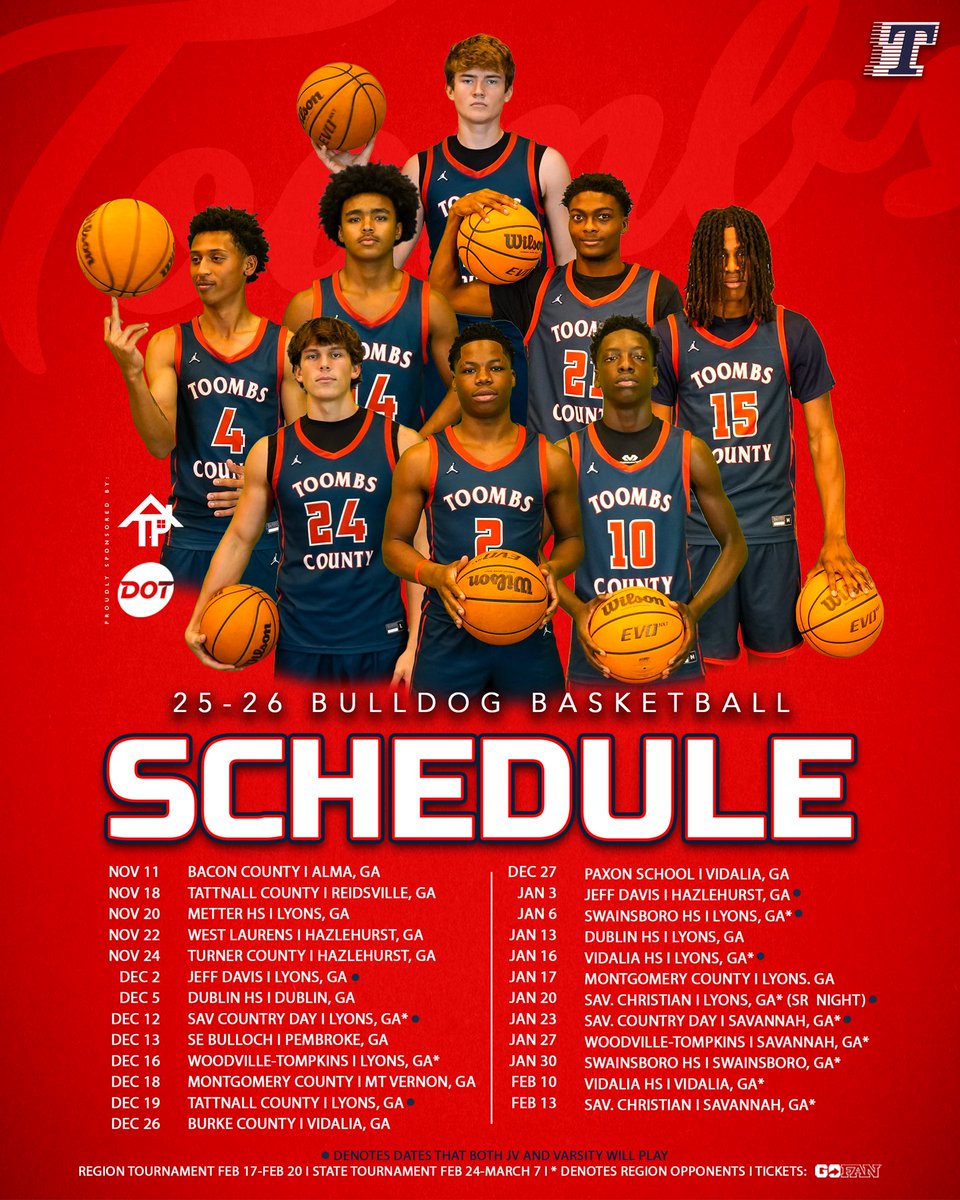 2025-2026 Bulldog Boys Basketball Schedule:

#GoDogs #BeADog #BAD #CommitToTheT