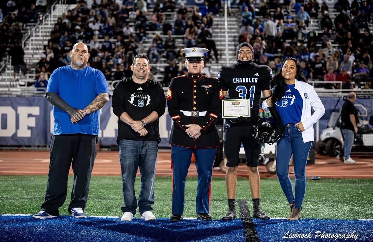 Congratulations to Senior Emilio Renteria!

Friday Night, Emilio was honored with the Great American Rivalry Series Scholar Athlete Award, presented by the United States Marine Corps <a href="/ChandlerUnified/">Chandler Unified School District</a> <a href="/CUSDAthletics/">CUSDAthletics</a> <a href="/SOC_CHSWOLVES/">Chandler HS Athletics</a> <a href="/Coach_Wiz3/">Coach Wiz</a>