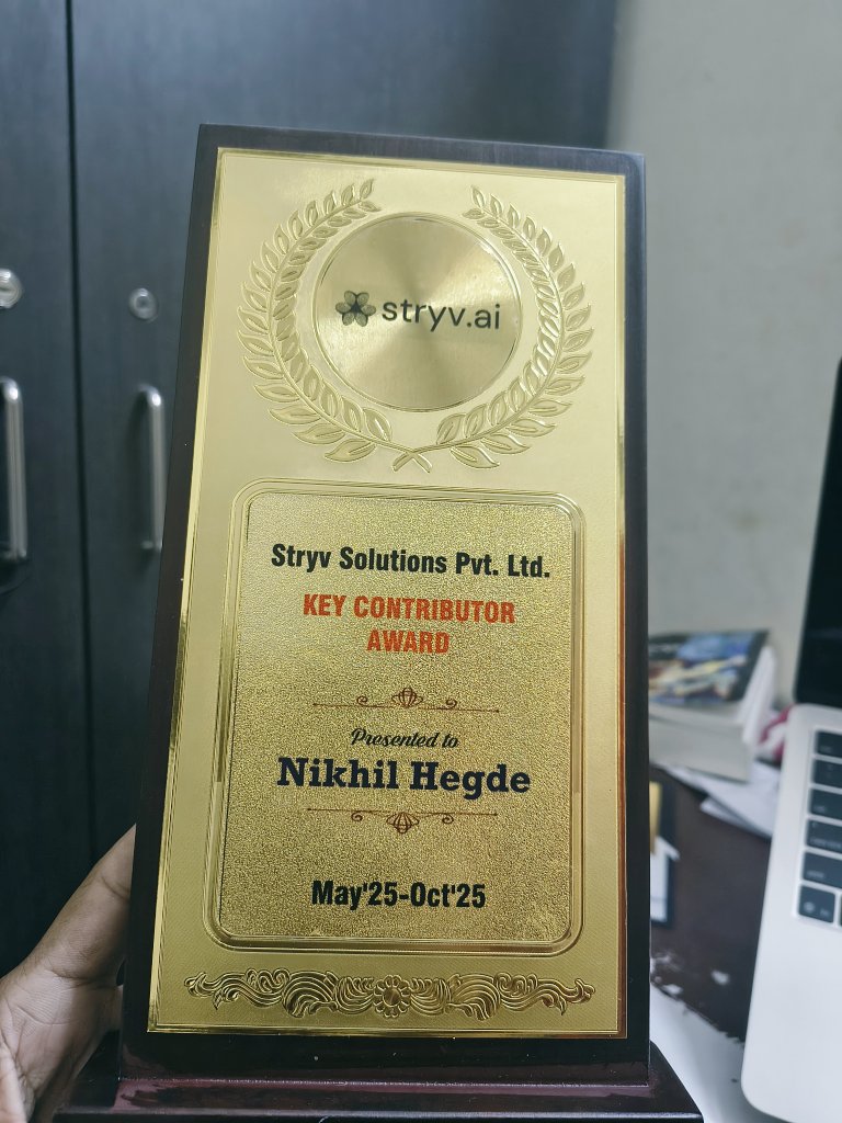 nikhilhegde989's tweet photo. हर प्रोजेक्ट के पीछे एक कहानी होती है, आज वो कहानी ट्रॉफी बन गई 
#KeyContributor #PassionToProfession
#Keede https://t.co/jowcSH3YEF
