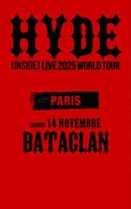 Suite au désistement d'une amie, je cède à contrecoeur au minimum une place pour le concert de Hyde ce 14 Novembre à Paris Bataclan.
Emplacement libre, prix réduit, paiement via PayPal, n'hésitez pas à me contacter pour + d'infos