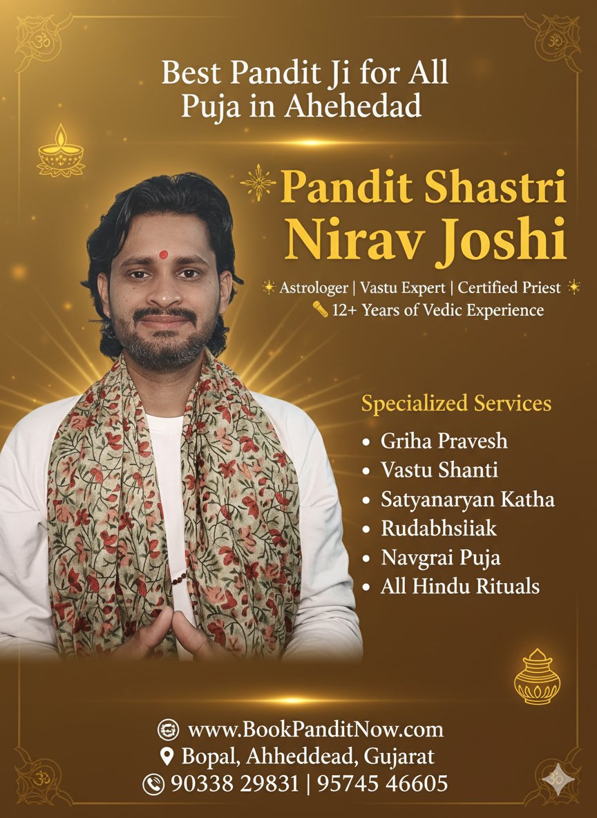 bookpanditnow's tweet photo. ✨ Best Pandit Ji for All Puja in Ahmedabad ✨

Seeking an expert Pandit for your next auspicious occasion?
Book Pandit Shastri Nirav Joshi, your trusted Astrologer, Vastu Expert &amp; Certified Priest with over 12 years of experience in Vedic rituals. https://t.co/3ihm31Xpo5