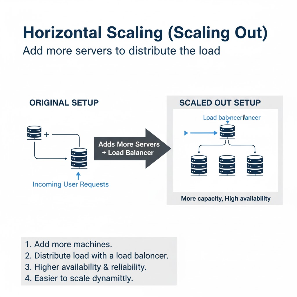 e_opore's tweet image. SCALABILITY STRATEGIES IN SYSTEM DESIGN

→ Scalability is the system’s ability to handle increased load without compromising performance or reliability.
→ It ensures that as users, data, or requests grow, the system continues to operate efficiently.

→ 1. VERTICAL SCALING…