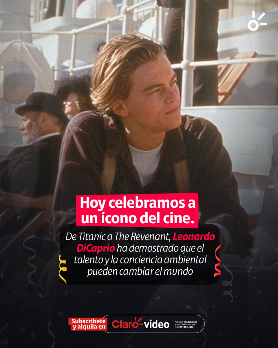 Del corazón del Titanic al salvaje frío de The Revenant, Leonardo DiCaprio ha hecho del cine su lenguaje y del planeta su causa 🌎🎬
Hoy celebramos su trayectoria, su talento y su legado dentro y fuera de la pantalla. Y qué mejor manera de celebrarlo con una maratón en Claro