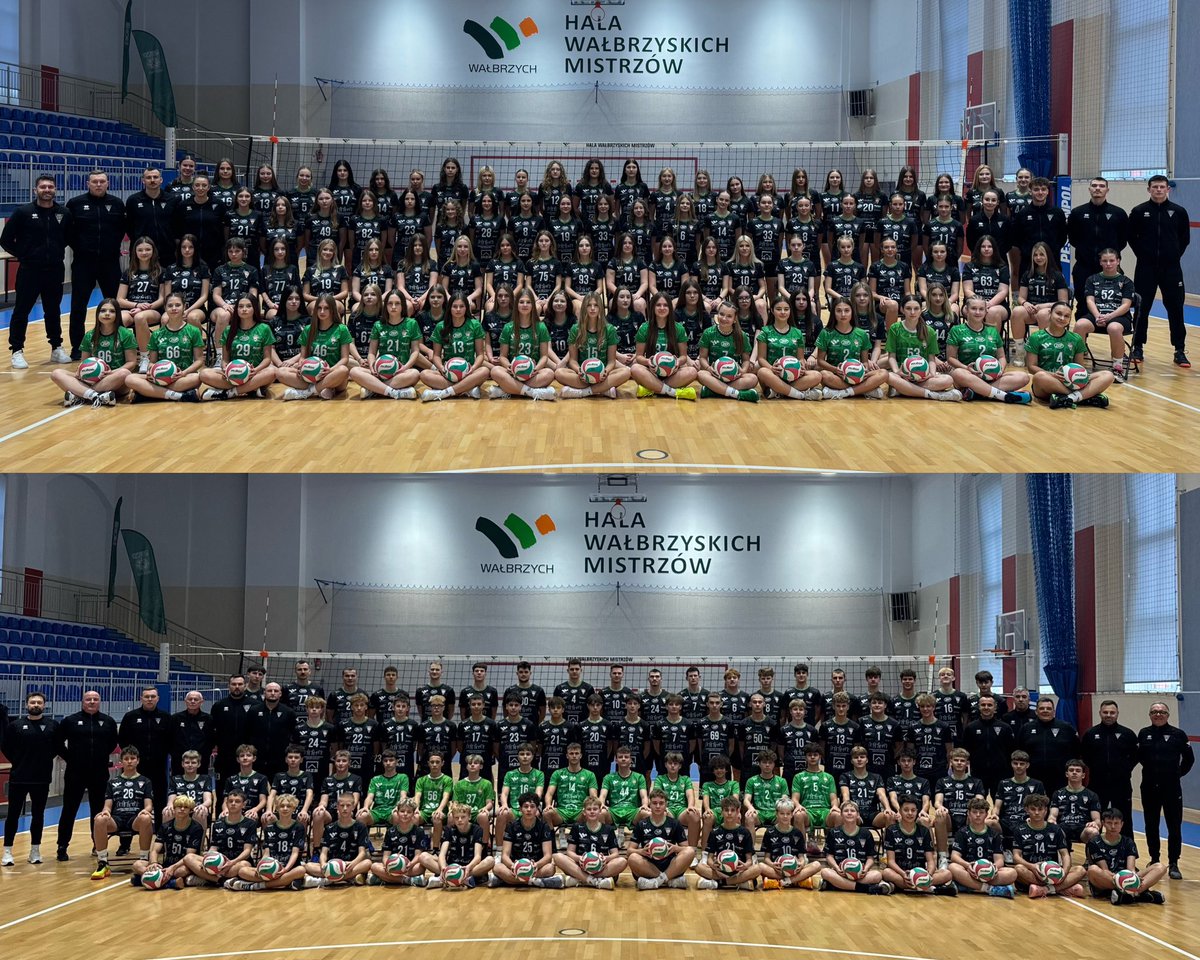 KPSChelmiec's tweet photo. KPS Chełmiec w sezonie 2025/26 💚🖤 Dwie sekcje (żeńska i męska) ale jeden cel - @WalbrzychMM najlepszym siatkarskim ośrodkiem na Dolnym Śląsku 🏐 

#ChełmiecToMy https://t.co/nsrHt1zDlG