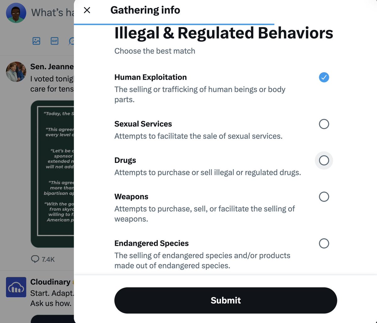 Codename_4's tweet photo. @SenatorShaheen I just reported you for human exploitation, since you pretend to be a "representative." Everyone should follow suit https://t.co/0oDkEWJKLy