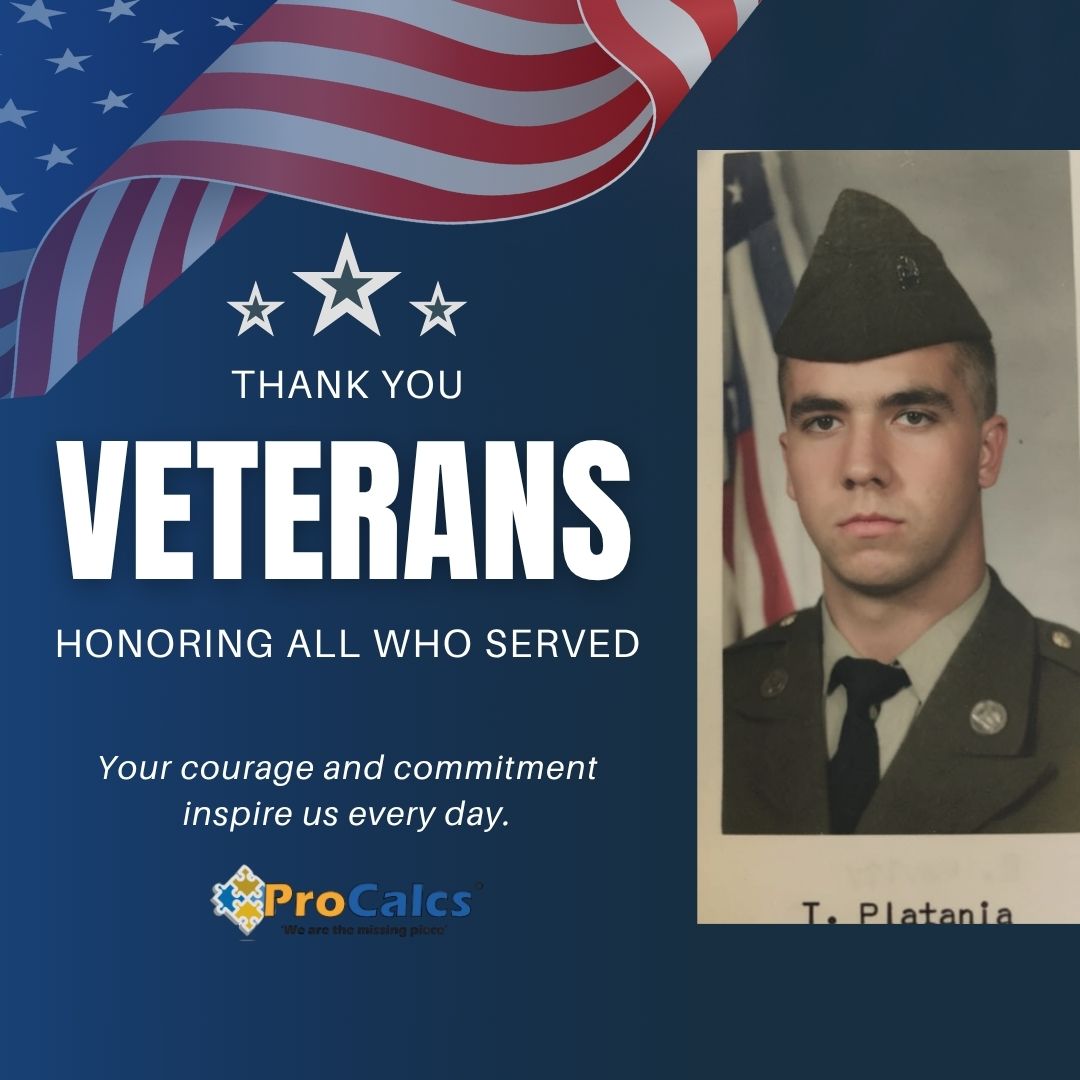 procalcs's tweet image. Honoring all who’ve served — including our founder, Tom, a proud U.S. Army veteran.

Your courage and commitment inspire how we serve every day.

#VeteransDay #ProCalcs #ThankYouVeterans