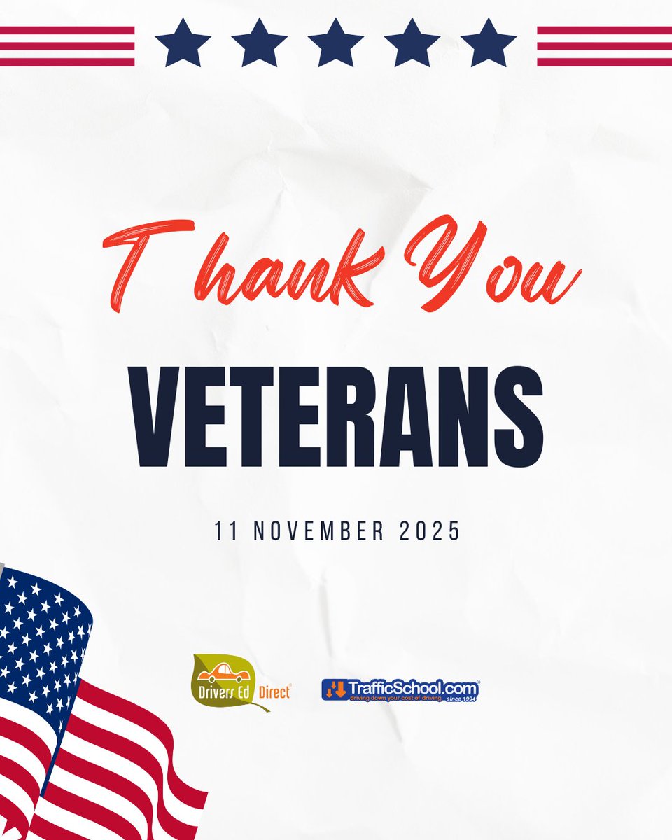 DriversEdDirect's tweet image. Today we honor the courage and sacrifice of the men and women who have served our country.
Thank you to all veterans for your service and dedication. 🇺🇸

#VeteransDay #ThankYouVeterans #HonoringHeroes #Gratitude #DriversEdDirect #TrafficSchoolcom