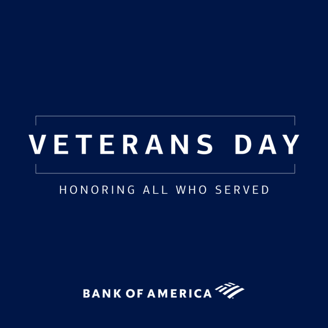 Honoring all veterans today, especially those within our <a href="/BankofAmerica/">Bank of America</a> family. Your service and dedication inspire us every day— thank you for your commitment and sacrifice. #VeteransDay bit.ly/4qUK2I4