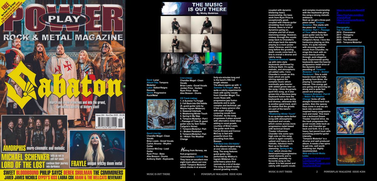 A wonderful full page spread review of Tempora Mutantur has appeared in the latest issue of Powerplay Magazine - #284. Check it out! 

And before anyone asks; no we are not from Norway. We are from the US. That is a typo in there. 

Thank you to the folks at Powerplay Magazine!