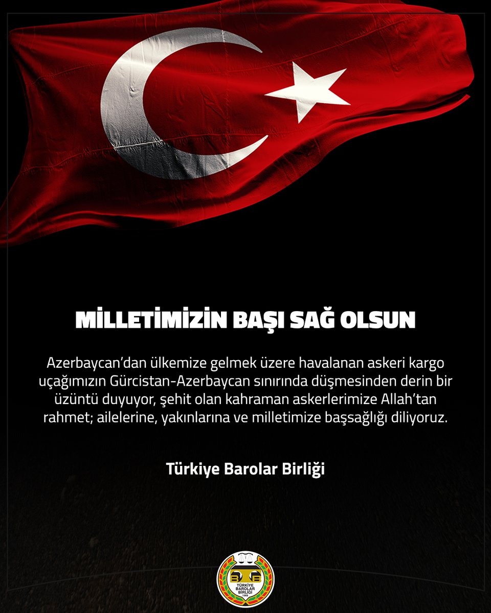 MİLLETİMİZİN BAŞI SAĞ OLSUN

Azerbaycan’dan ülkemize gelmek üzere havalanan askeri kargo uçağımızın Gürcistan-Azerbaycan sınırında düşmesinden derin bir üzüntü duyuyor, şehit olan kahraman askerlerimize Allah’tan rahmet; ailelerine, yakınlarına ve milletimize başsağlığı