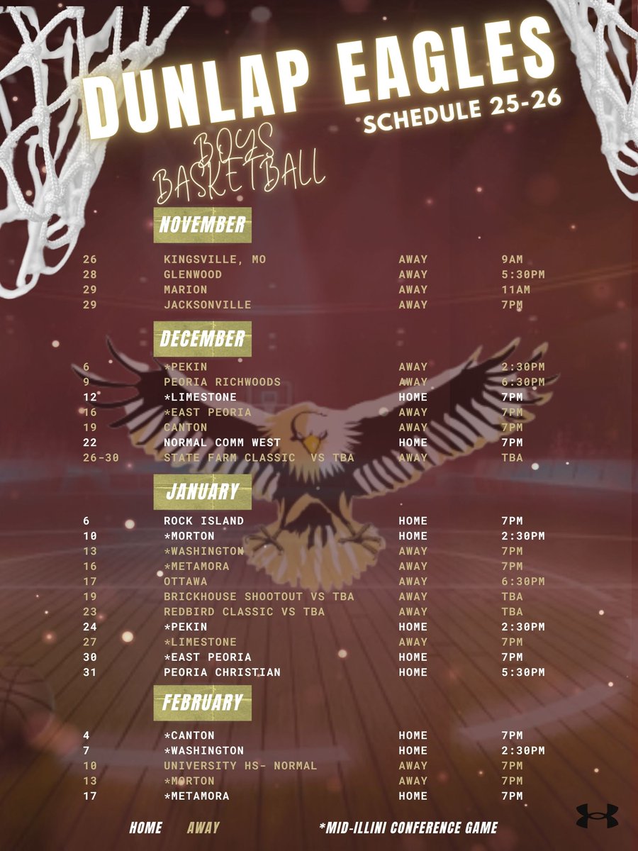 2025-26 Boys Basketball Schedule!  Go Eagles!