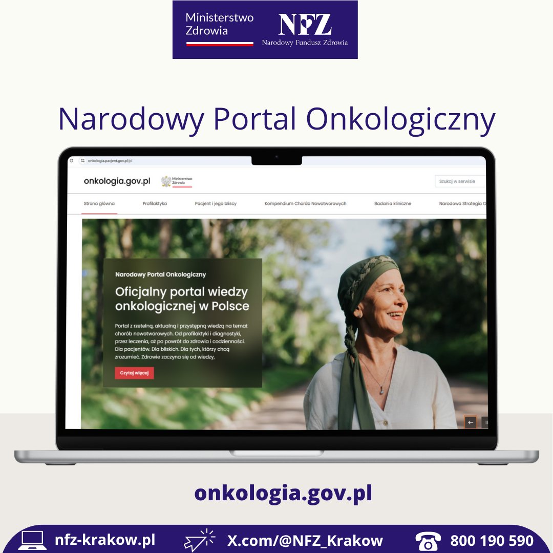 💻 <a href="/MZ_GOV_PL/">Ministerstwo Zdrowia</a> uruchomiło Narodowy Portal Onkologiczny.

To ogólnodostępne, rzetelne źródło informacji o profilaktyce i leczeniu nowotworów.

Gdzie zgłosić się na badania? Jak działa karta DiLO? Jakie są metody terapii? Jak wspierać chorego?

Sprawdź: onkologia.gov.pl.