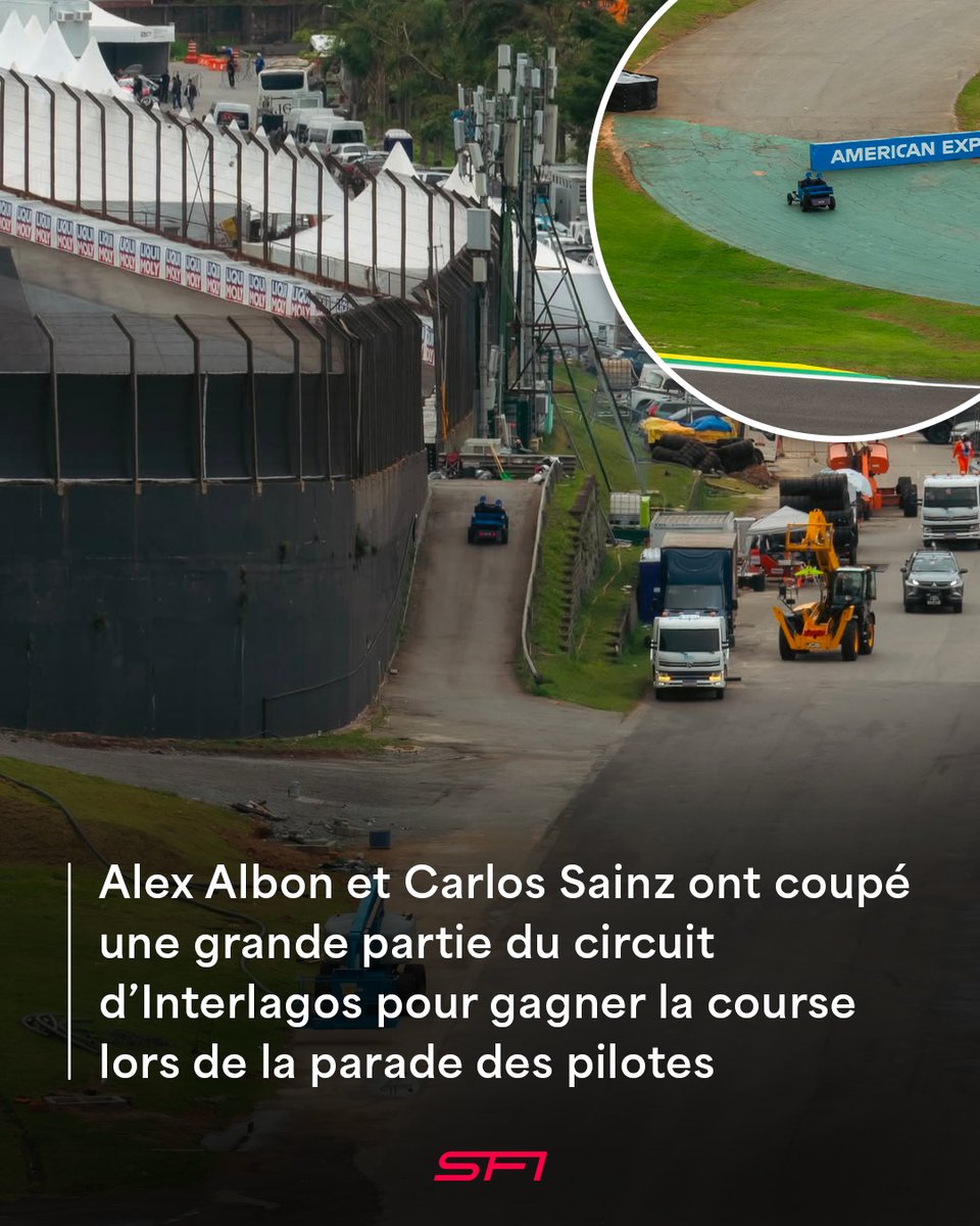 Dernier_Secteur's tweet photo. Alex Albon et Carlos Sainz ont utilisé une voie de service autour du tracé d'Interlagos pour gagner la course lors de la parade des pilotes 😂

Non, les pilotes de F1 n'ont pas du tout l'esprit de compétition 😆

(📸 lucasjavabrito sur Instagram)

#F1 #BrazilGP 🇧🇷 https://t.co/W1YzUgToWT