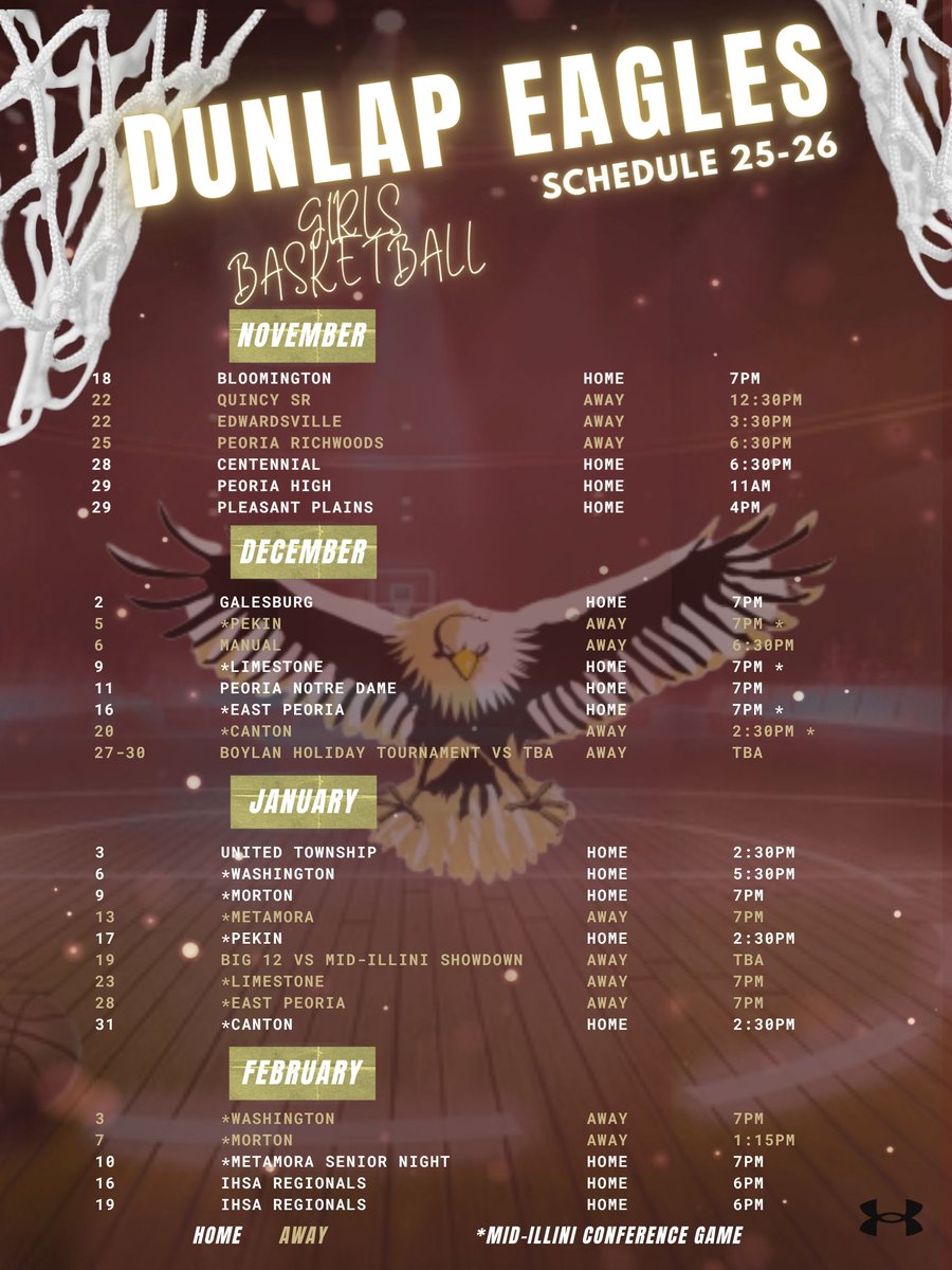 2025-26 Girls Basketball Schedule!  Go Eagles!
