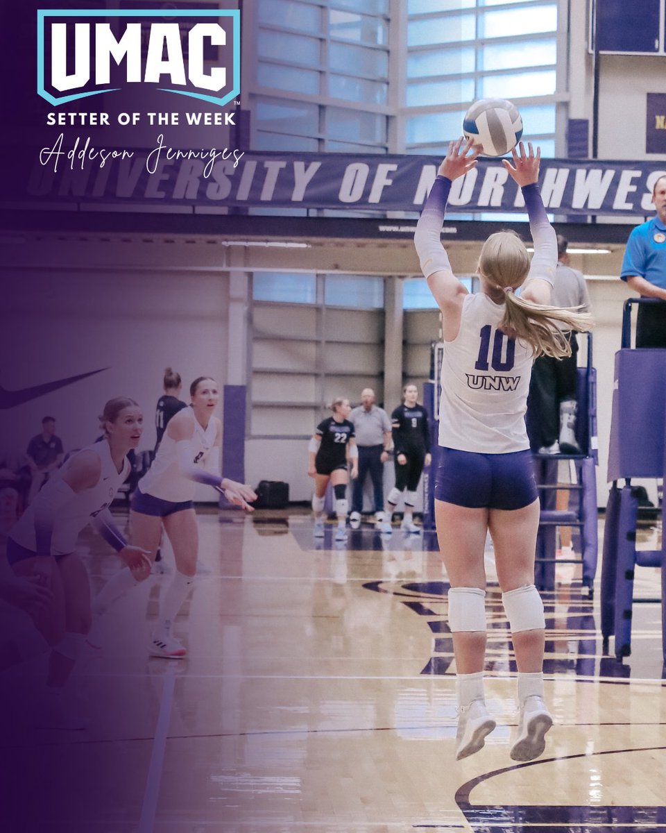 Congrats to Marley Aune (UMAC Defensive Player of the Week) and Addeson Jenniges (UMAC Setter of the Week)!

#OneForTheONE | #trail