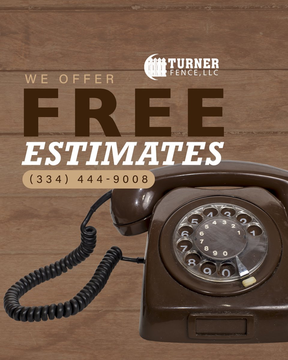 TurnerFenceLLC's tweet photo. Ready to upgrade your yard with a new fence? 🏡 Get your 𝐹𝑅𝐸𝐸 𝙚𝙨𝙩𝙞𝙢𝙖𝙩𝙚 today!

📞 Call (334) 444-9008 to schedule and let our team help you find the perfect fence for your home. https://t.co/cMDqDJ1Sba