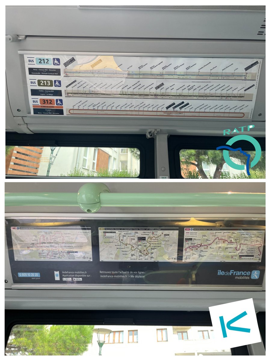 PoteletParisien's tweet image. Côté lignes Keolis, les plans sont plus riches et détaillés (lieux, rails, fleuves, géographie) autant de repères utiles pour les usagers. Mais ils perdent en lisibilité : le format choisi est moins bien pensé que celui de la RATP, qui opte pour un plan étiré sur la largeur.