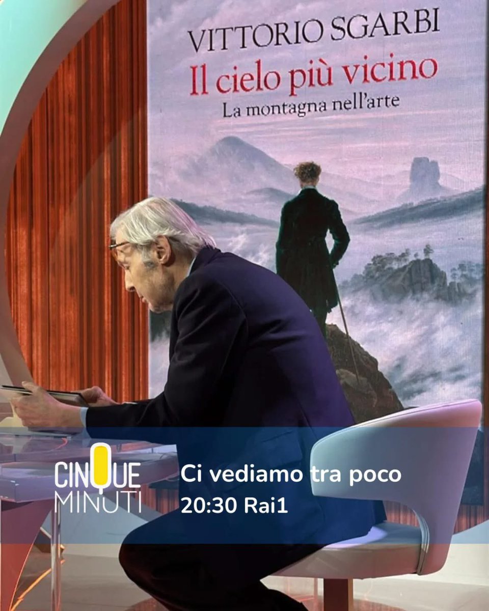 Ci vediamo questa sera in TV alle 20,30 su <a href="/RaiUno/">Rai1</a>  nel programma “Cinque Minuti” condotto da <a href="/BrunoVespa/">Bruno Vespa</a> <a href="/stampasgarbi/">UfficioStampaSgarbi</a> <a href="/lanavediteseoed/">La nave di Teseo</a>