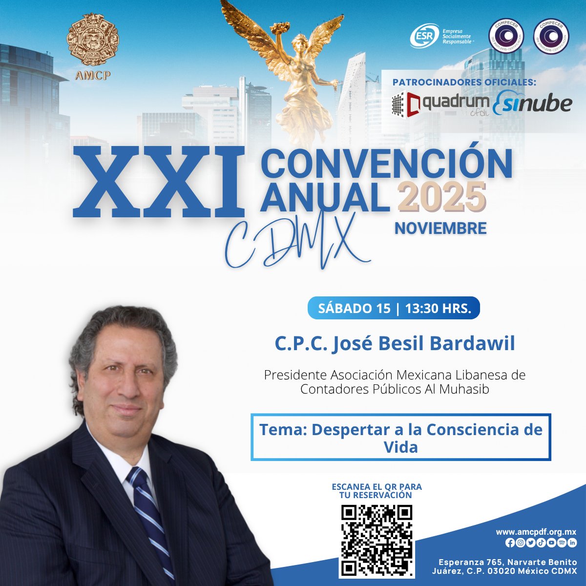 ¡La XXI Convención Anual 2025 está por comenzar!
👉 Reserva tu lugar: amcpdf.org.mx/convencionanua… 
#ConvenciónAnual2025 #AMCPDF #ConscienciaDeVida #ContadoresConPropósito #DesarrolloHumano