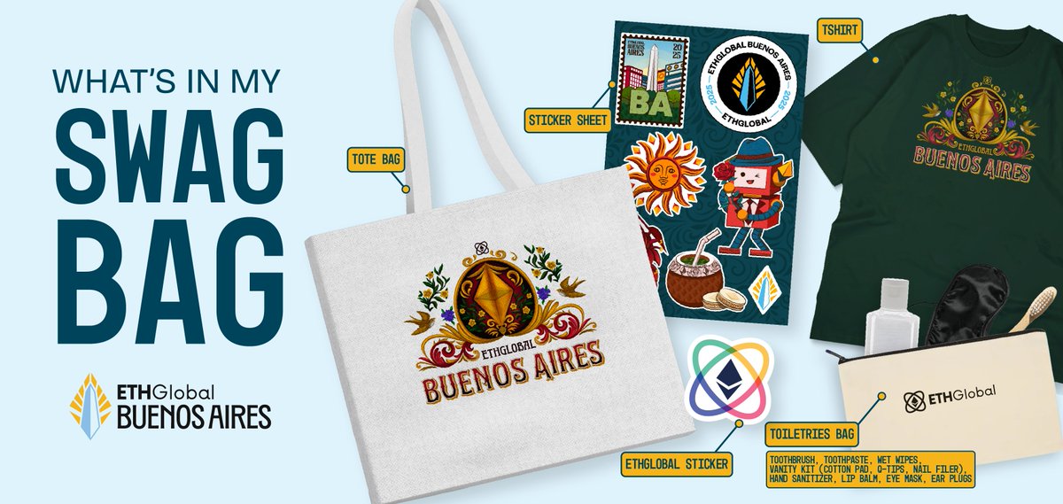 Sneak peek of ETHGlobal Buenos Aires swag bag 🇦🇷 😍