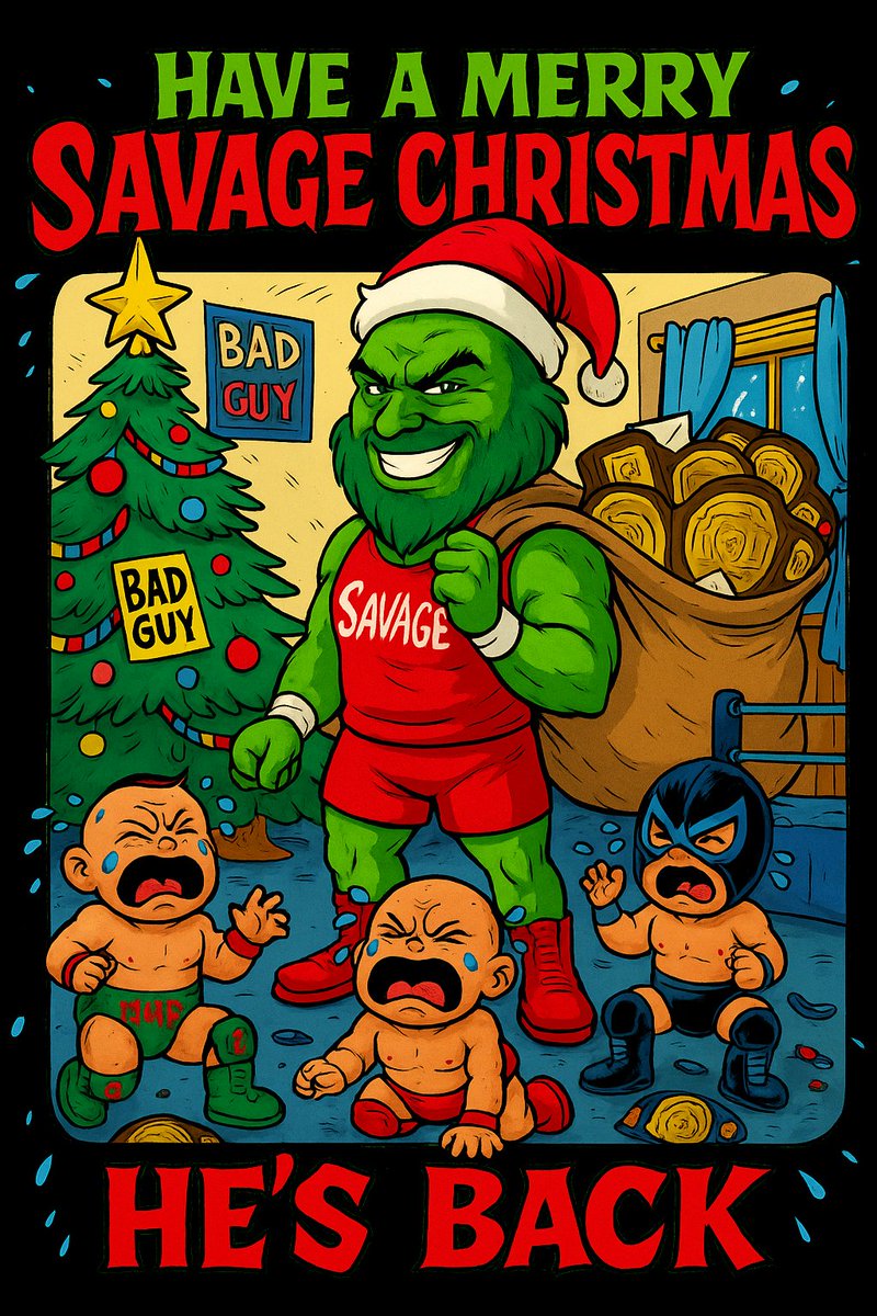 Have a Merry Savage Christmas 🎄😈

HE’S BACK.

My brand new Savage Christmas tee drops next week EXCLUSIVELY on ProWrestlingTees 👕🔥

Grinch-mode PJ Savage, crying baby wrestlers, stolen belts and paydays… this is the official holiday chaos for the Savage Era.

🎁 Limited run