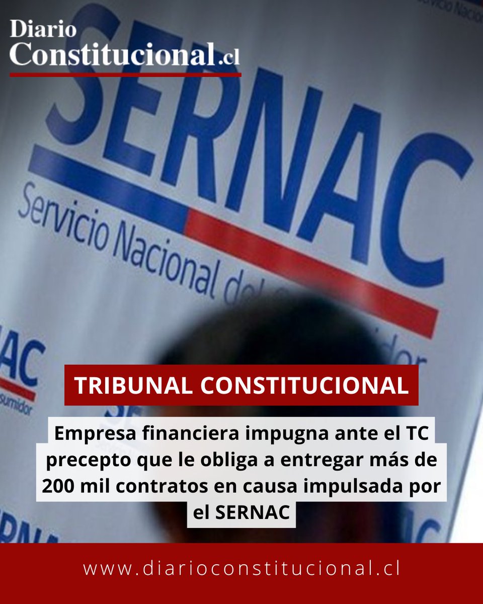 DiarioConst's tweet image. 📄 Una empresa financiera recurrió al TC contra una norma de la Ley del Consumidor que la obliga a entregar más de 200 mil contratos al SERNAC. Alega una carga “excesiva” y vulneración de derechos constitucionales.
Más en 👉diarioconstitucional.cl/2025/11/11/emp…
#TC #Consumidor #SERNAC