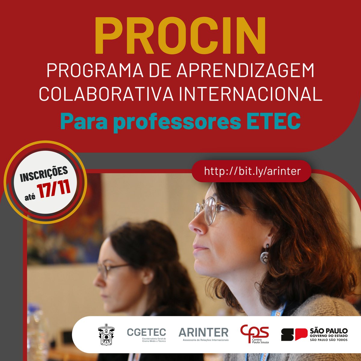 arintercps's tweet image. 📅 Inscrições até 1711//2025

🧾 Como participar:
1️⃣ Acesse o Sistema ARInter: arintersql.azurewebsites.net/form2.aspx

📍 Link disponível na página de Editais Abertos da ARInter: 
arinter.cps.sp.gov.br/editais-aberto…

2️⃣ Preencha o Formulário Microsoft: forms.office.com/r/TWd1ZDDUV4

@arintercps #arintercps