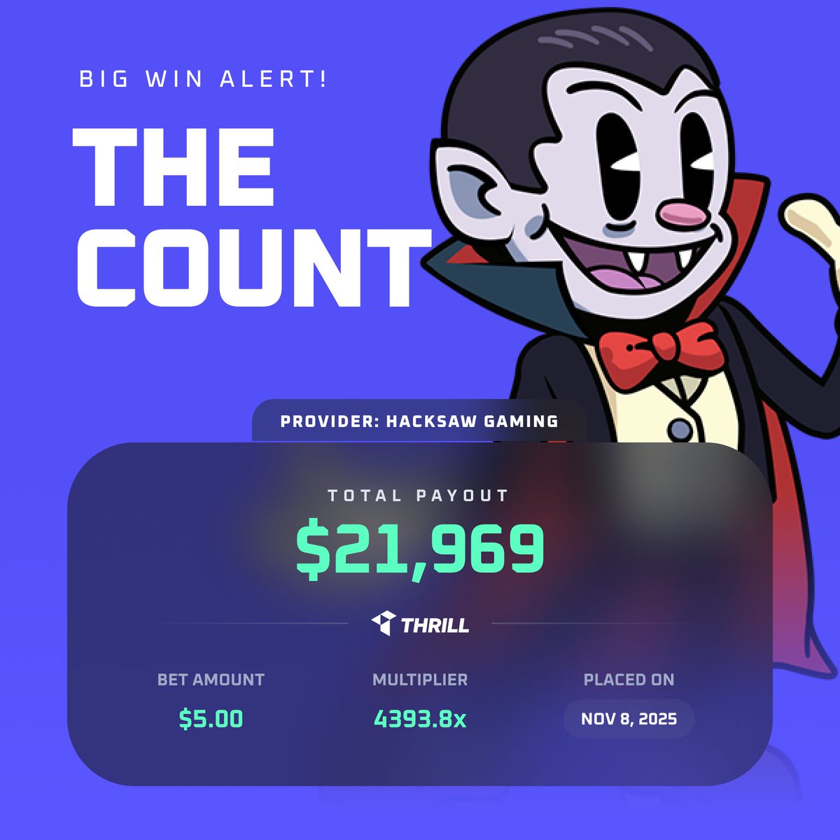 Bonus Hunt Spins on The Count dropped a 4,393× payout!🔥