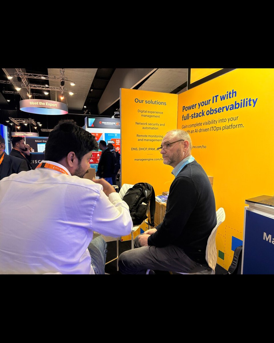 ME_ITOM's tweet image. Day 2 at #CiscoLive — wrapped up! ✅ Another packed day of conversations and demos. If you’re attending tomorrow, swing by our booth #B9 for live demos and one-on-one discussions with our product experts.

See you on Day 3!

 #ManageEngine #ITOM #CiscoLive