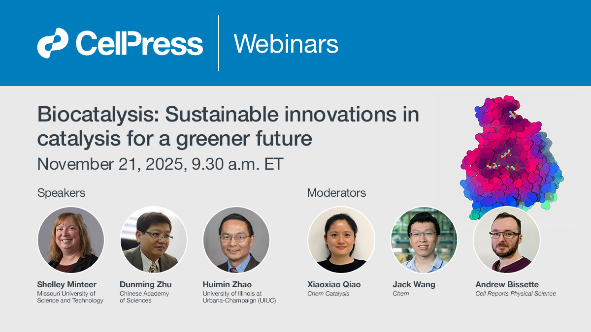 CellPressNews's tweet image. What happens when biology meets AI? A revolution in sustainable chemistry.
Discover how AI-driven biocatalysis is transforming synthesis + reducing environmental impact.
Nov 21 - 9:30 a.m. ET
Register: hubs.li/Q03SDNSW0
#Biocatalysis #AIinScience