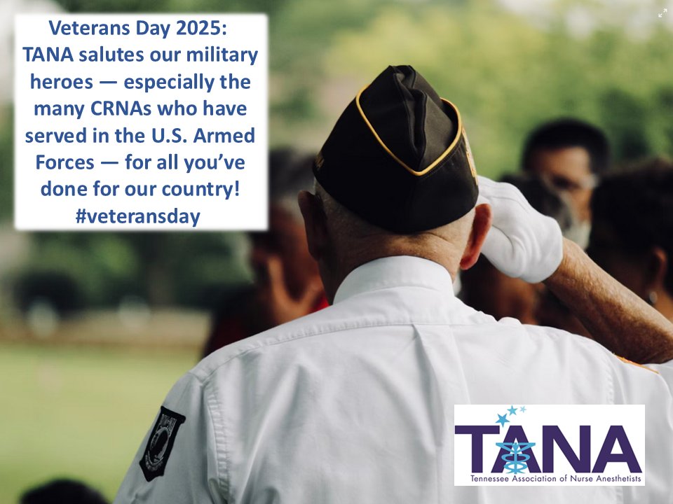 Veterans Day 2025: TANA salutes our military heroes — especially the many CRNAs who have served in the U.S. Armed Forces — for all you’ve done for our country! #veteransday