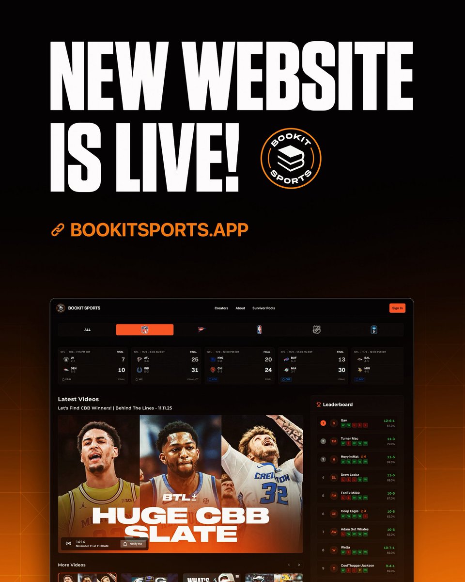 BookitHQ's tweet image. OUR NEW WEBSITE IS LIVE!

Check it out ⬇️

bookitsports.app
