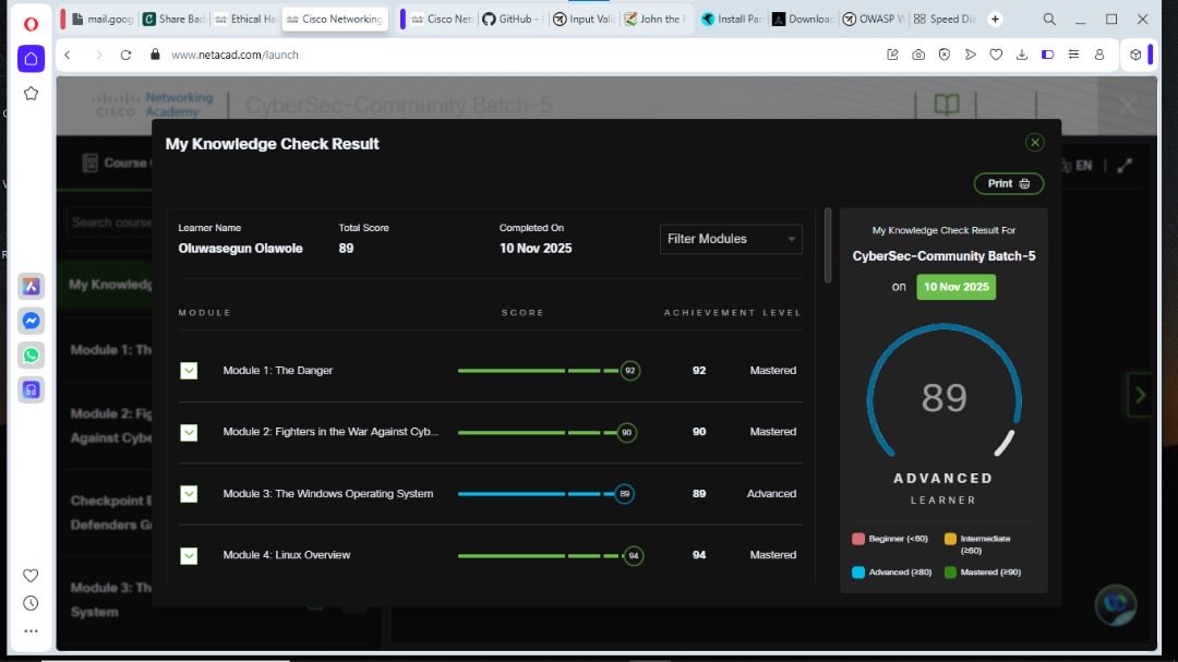 sudosheggs's tweet image. ☑️ day 36/100 of my cybersecurity journey. 

started learning at cybersec-community batch-5
did the knowledge check and completed modules 1 &amp;gt; the danger #100DaysOfCyberSecurity 

@ireteeh @TemitopeSobulo @OnijeC @cyberjeremiah @elormkdaniel @segoslavia
