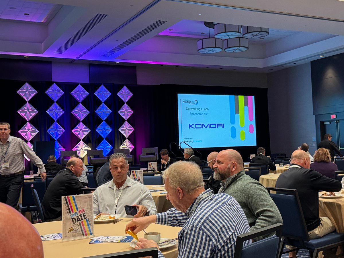KomoriAmerica's tweet image. Komori's thrilled to sponsor lunch at the Digital Packaging Summit! Fueling innovation &amp;amp; connections with industry leaders. #Komori #DigitalPackagingSummit #PackagingInnovation