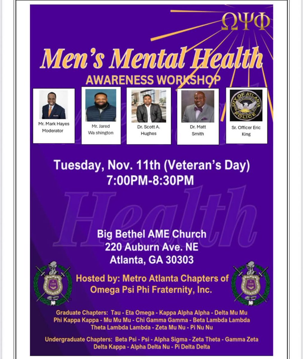 Join us Tonight.
Men's Mental Health Awareness Workshop